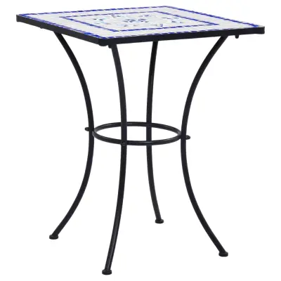 vidaXL Bistro mizica z mozaikom modra in bela 60 cm keramika