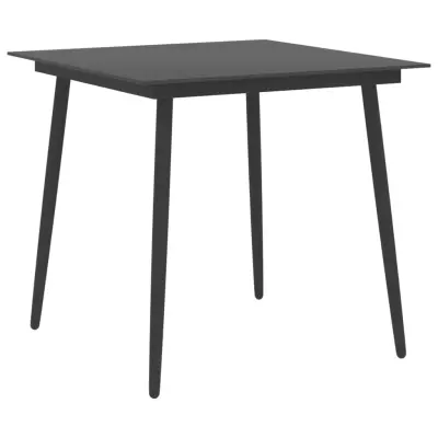 vidaXL Vrtna jedilna miza črna 80x80x74 cm jeklo in steklo