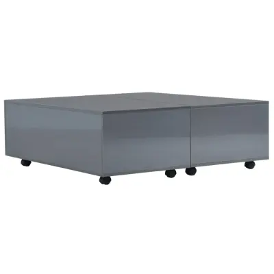 vidaXL Klubska mizica visok sijaj siva 100x100x35 cm