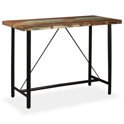 vidaXL Barska miza iz trdnega predelanega lesa 150x70x107 cm