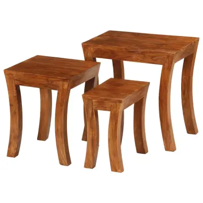 vidaXL Komplet mizic 3 kosi trden akacijev les 50x35x50 cm rjave barve