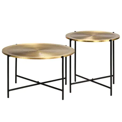 vidaXL Komplet mizic 2 kosa MDF prekrit z medenino