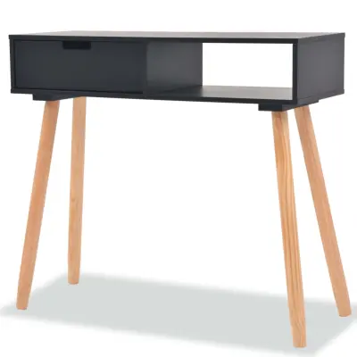 vidaXL Konzolna mizica iz masivne borovine 80x30x72 cm črna