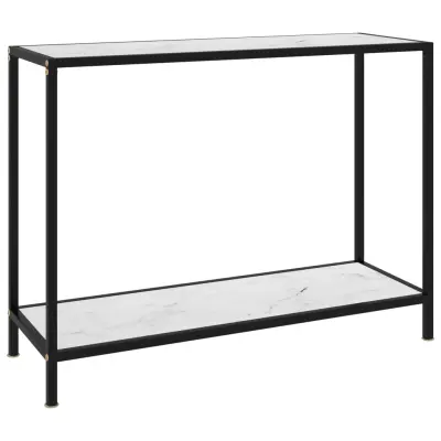 vidaXL Konzolna mizica bela 100x35x75 cm kaljeno steklo