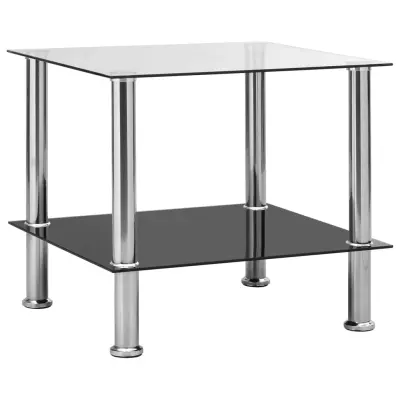 vidaXL Stranska mizica prozorna 45x50x45 cm kaljeno steklo