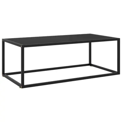 vidaXL Klubska mizica črna s črnim steklom 100x50x35 cm