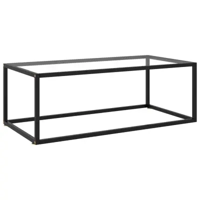 vidaXL Klubska mizica črna s kaljenim steklom 100x50x35 cm