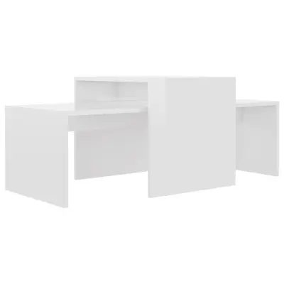 vidaXL Komplet klubskih mizic visok sijaj bel 100x48x40 cm iverna pl.