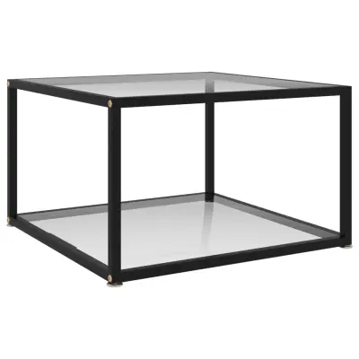 vidaXL Klubska mizica prozorna 60x60x35 cm kaljeno steklo