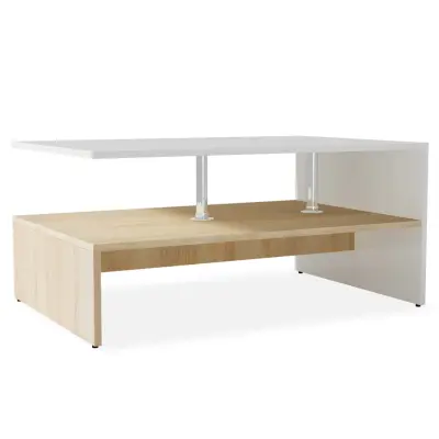 vidaXL Klubska mizica inženirski les 90x59x42 cm hrast in bela