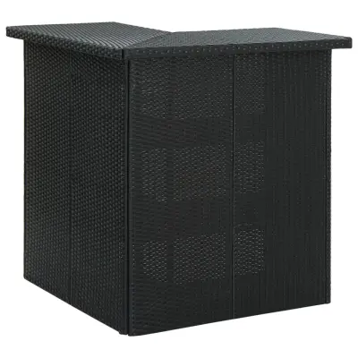 vidaXL Kotna barska miza črna 100x50x105 cm poli ratan