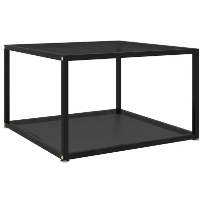 vidaXL Klubska mizica črna 60x60x35 cm kaljeno steklo