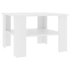 vidaXL Klubska mizica bela 60x60x42 cm iverna plošča