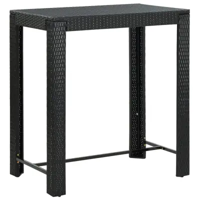 vidaXL Vrtna barska miza črna 100x60,5x110,5 cm poli ratan