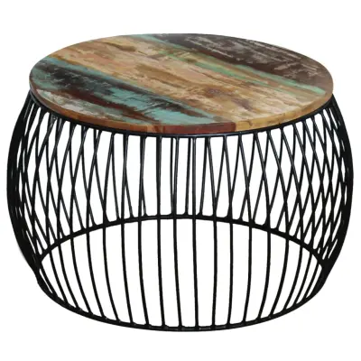 vidaXL Klubska mizica okrogla trden predelan les 68x37 cm