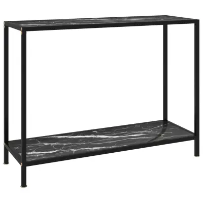 vidaXL Konzolna mizica črna 100x35x75 cm kaljeno steklo