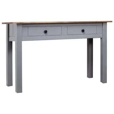 vidaXL Konzolna mizica siva 110x40x72 cm trdna borovina Panama Range