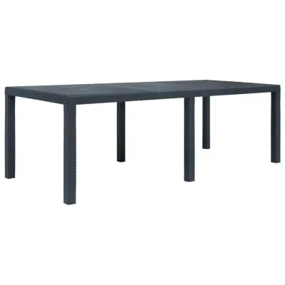 vidaXL Vrtna miza 220x90x72 cm plastika videz ratana antracitna