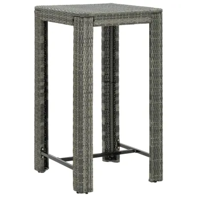 vidaXL Vrtna barska miza siva 60,5x60,5x110,5 cm poli ratan