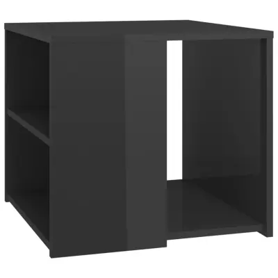 vidaXL Stranska mizica visok sijaj siva 50x50x45 cm iverna plošča