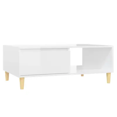 vidaXL Klubska mizica visok sijaj bela 90x60x35 cm iverna plošča