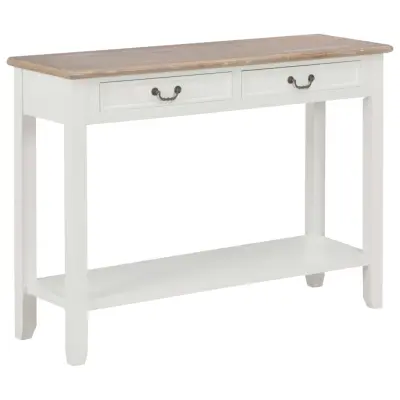 vidaXL Konzolna mizica bela 110x35x80 cm les
