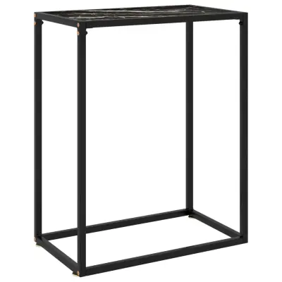vidaXL Konzolna mizica črna 60x35x75 cm kaljeno steklo