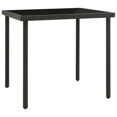 vidaXL Vrtna jedilna miza antracitna 80x80x72 cm steklo in jeklo