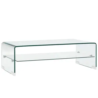 vidaXL Klubska mizica prozorna 98x45x31 cm kaljeno steklo
