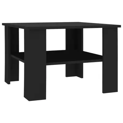 vidaXL Klubska mizica črna 60x60x42 cm iverna plošča