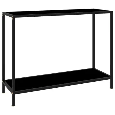 vidaXL Konzolna mizica črna 100x35x75 cm kaljeno steklo