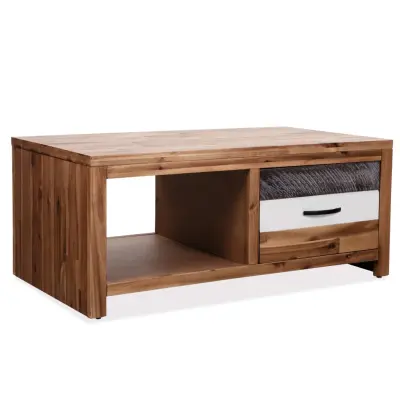 vidaXL Klubska mizica iz trdnega akacijevega lesa 90x50x37,5 cm