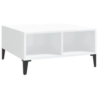 vidaXL Klubska mizica visok sijaj bela 60x60x30 cm iverna plošča