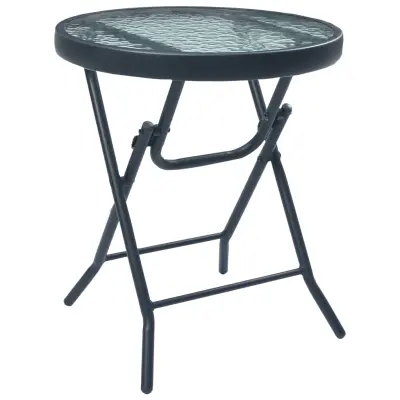 vidaXL Bistro miza črna 40x46 cm jeklo in steklo