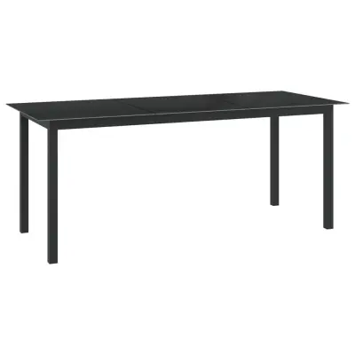 vidaXL Vrtna miza črna 190x90x74 cm aluminij in steklo