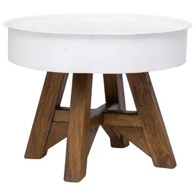 vidaXL Klubska mizica iz trdnega predelanega lesa 60x45 cm bela