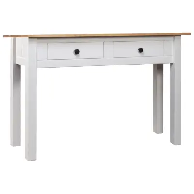 vidaXL Konzolna mizica bela 110x40x72 cm trdna borovina Panama Range