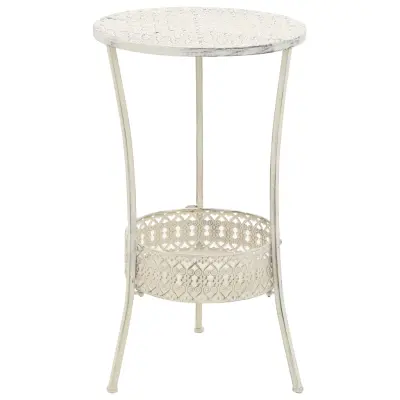 vidaXL Bistro miza starinskega stila polokrogla kovinska 40x70 cm bela