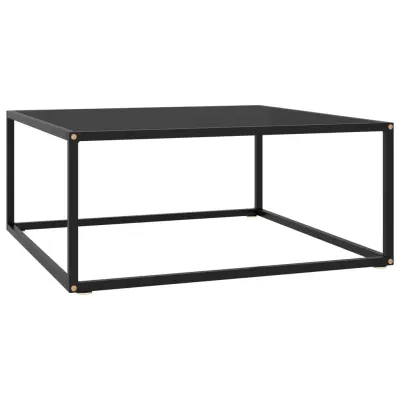 vidaXL Klubska mizica črna s črnim steklom 80x80x35 cm