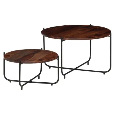 vidaXL Komplet klubskih mizic 2 kosa iz trdnega palisandra 60x35 cm