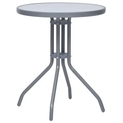 vidaXL Vrtna miza svetlo siva 60 cm jeklo in steklo