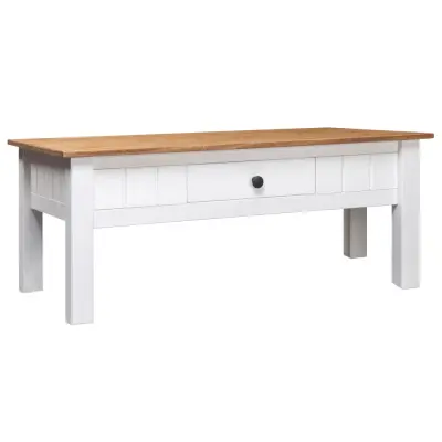 vidaXL Klubska mizica bela 100x60x45 cm trdna borovina Panama Range
