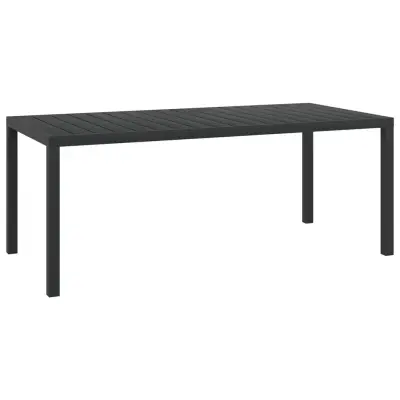 vidaXL Vrtna miza črna 185x90x74 cm aluminij in WPC