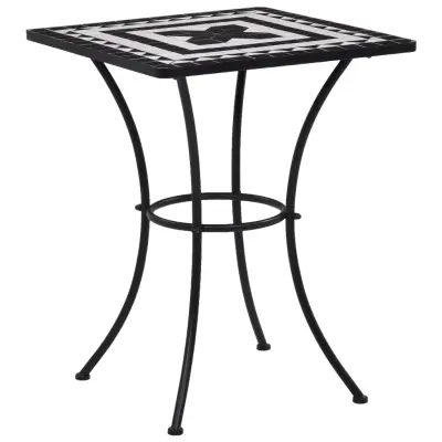 vidaXL Bistro mizica z mozaikom črna in bela 60 cm keramika