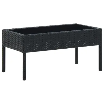 vidaXL Vrtna miza črna 75x40x37 cm poli ratan