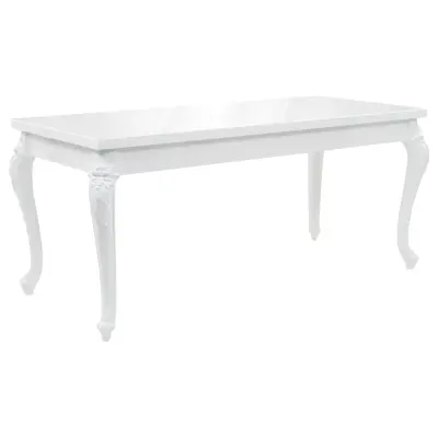 vidaXL Jedilna miza 179x89x81 cm visok sijaj bele barve