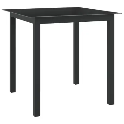 vidaXL Vrtna miza črna 80x80x74 cm aluminij in steklo
