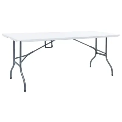 vidaXL Zložljiva vrtna miza bela 180x72x72 cm HDPE