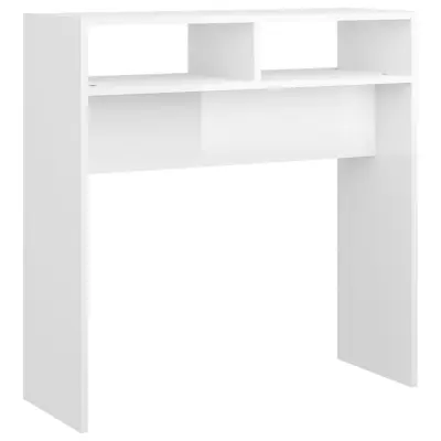 vidaXL Konzolna mizica visok sijaj bela 78x30x80 cm inženirski les