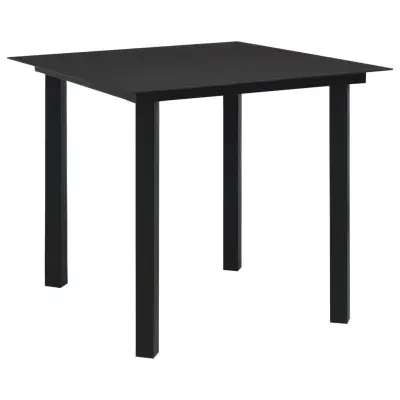 vidaXL Vrtna jedilna miza črna 80x80x74 cm jeklo in steklo